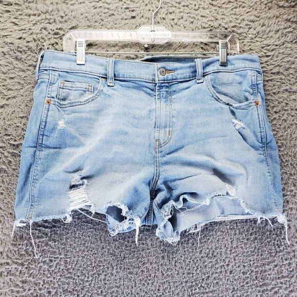 Old Navy Shorts Womens Size 12 Light Blue Mid-Rise Boyfriend Distressed Jorts - Picture 1 of 12